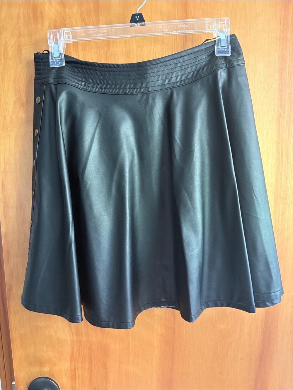 Double Zero Black Faux Leather Skater Skirt